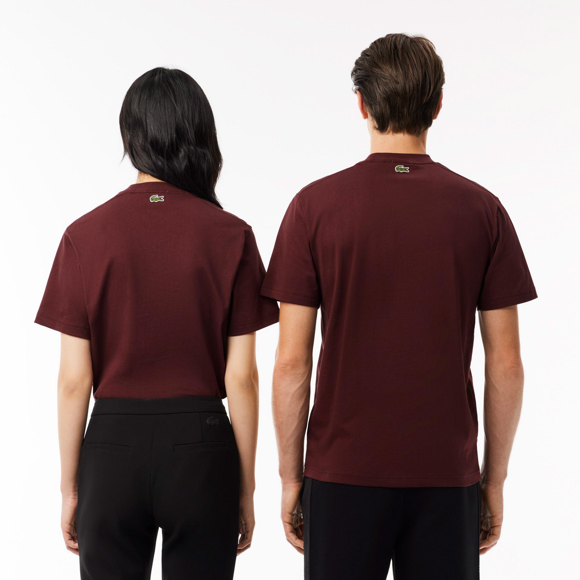 Unisex Regular Fit Bisiklet Yaka Bordo T-Shirt