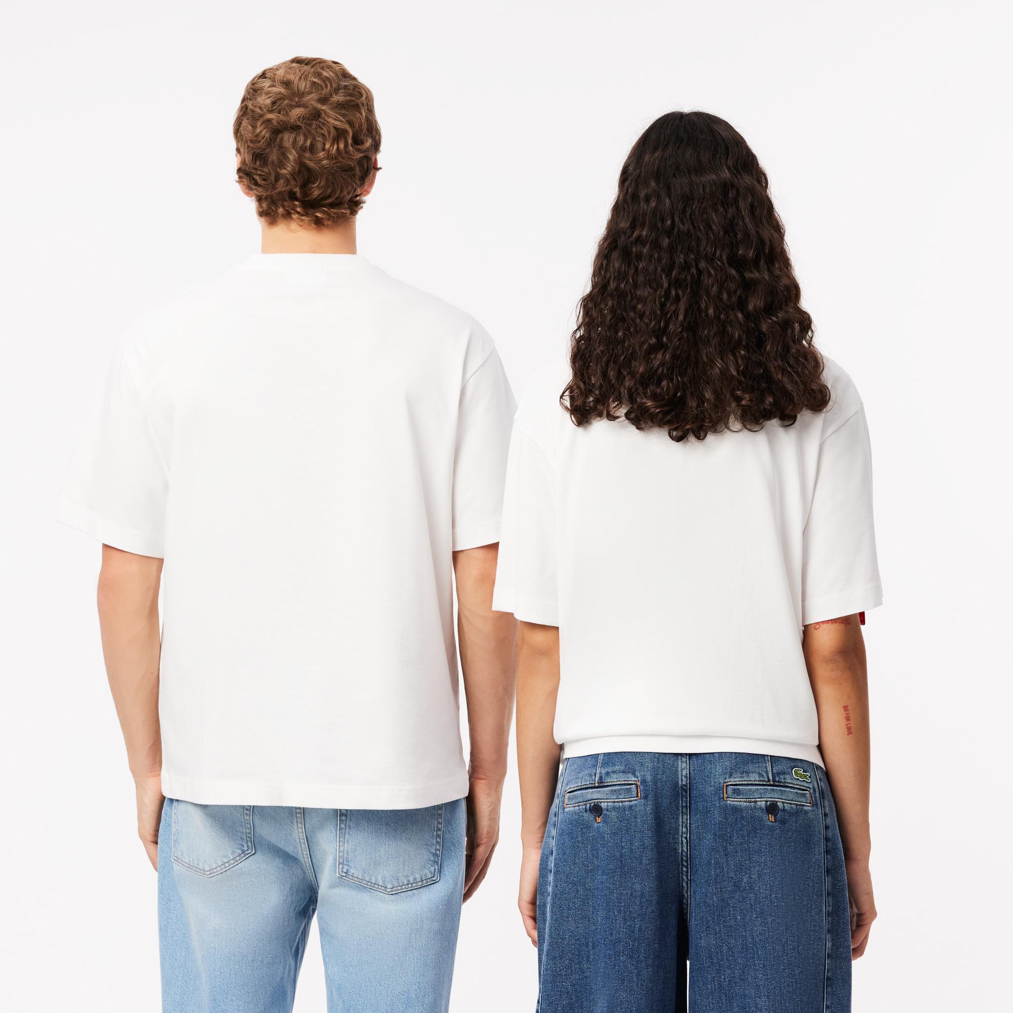 Lacoste Loose Fit Bisiklet Yaka Organik Pamuk Erkek Beyaz T-Shirt