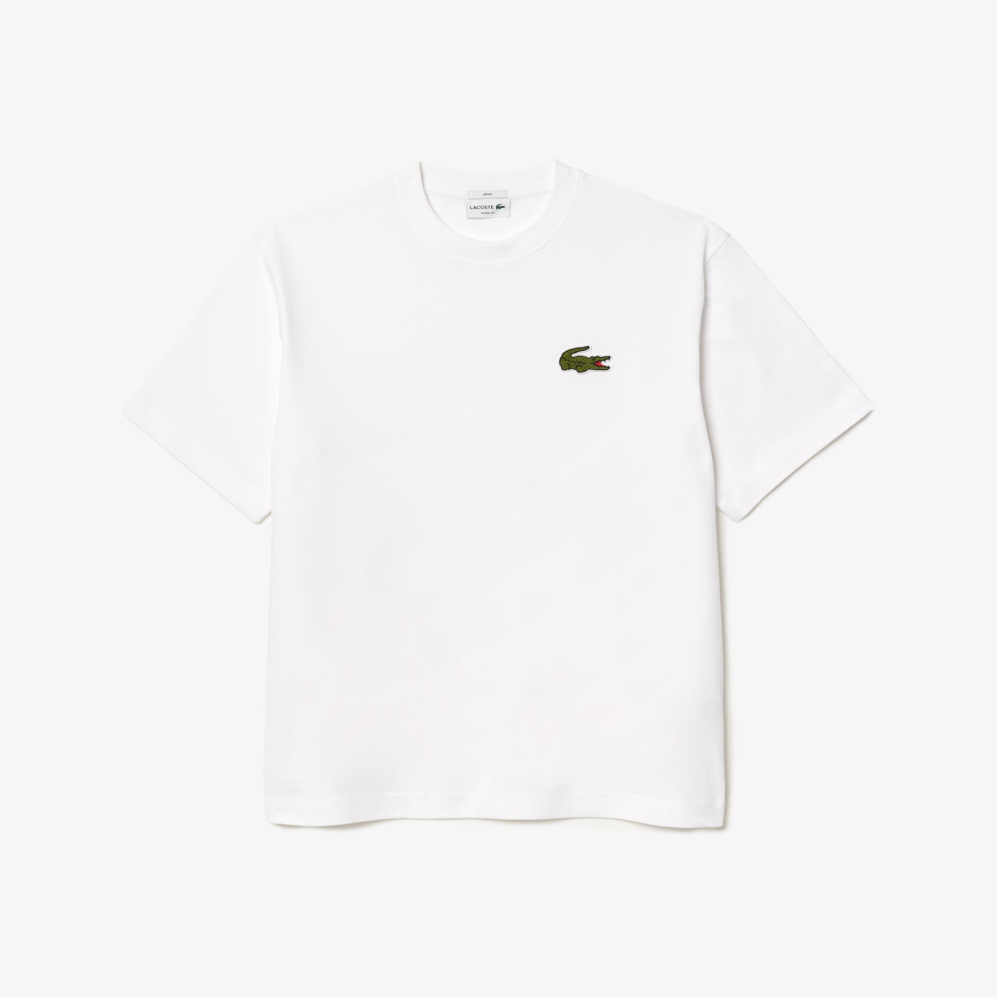 Lacoste Loose Fit Bisiklet Yaka Organik Pamuk Erkek Beyaz T-Shirt