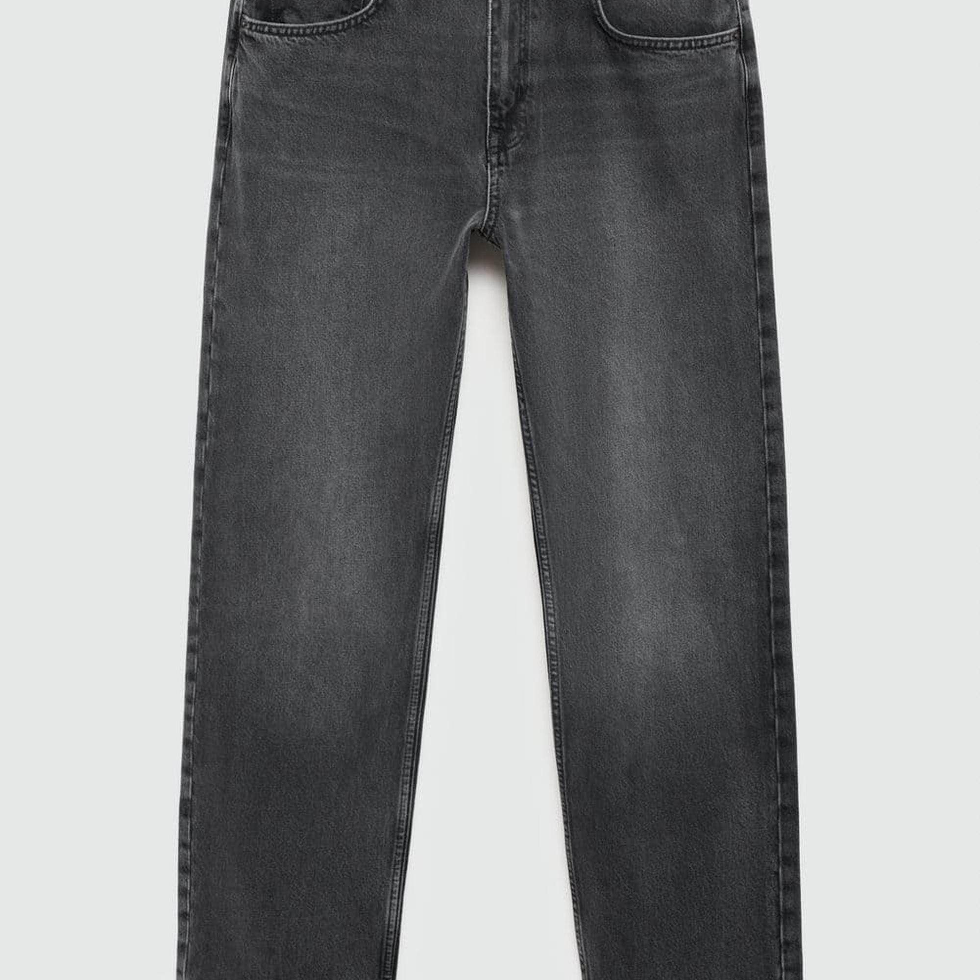 Mango Erkek Koyu Gri Düz Kesim Jean Gri