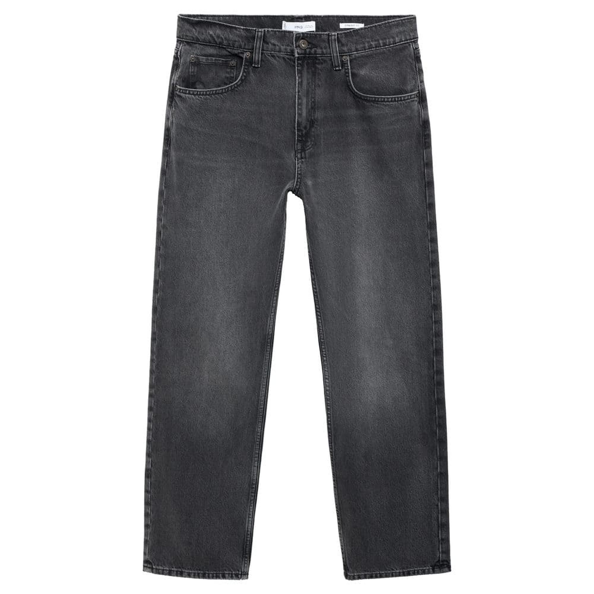 Mango Erkek Koyu Gri Düz Kesim Jean Gri