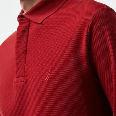  Nautica Erkek Bordo Slim Fit Uzun Kollu Polo