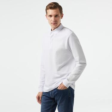  Nautica Erkek Beyaz Slim Fit Uzun Kollu Polo