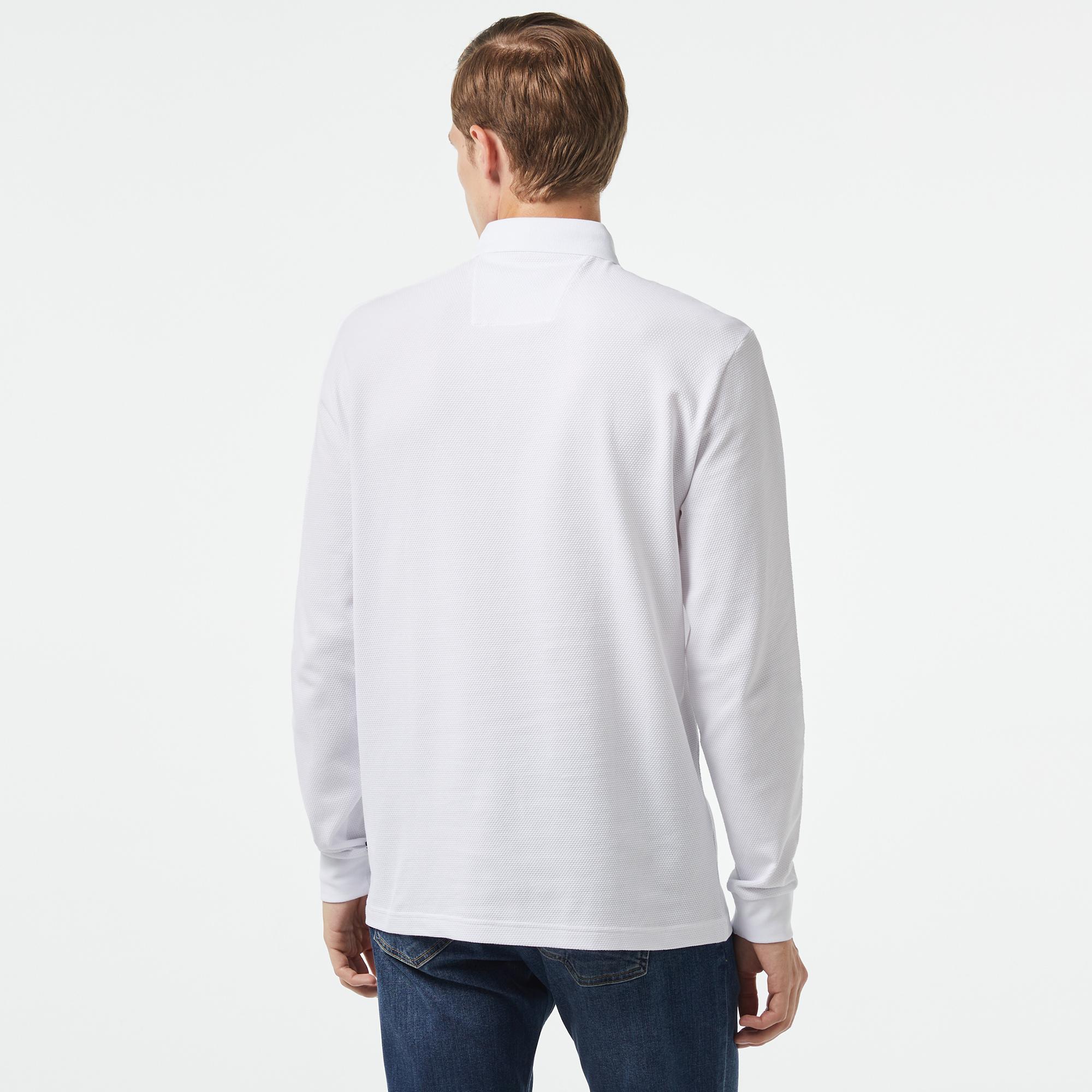 Nautica Erkek Beyaz Slim Fit Uzun Kollu Polo