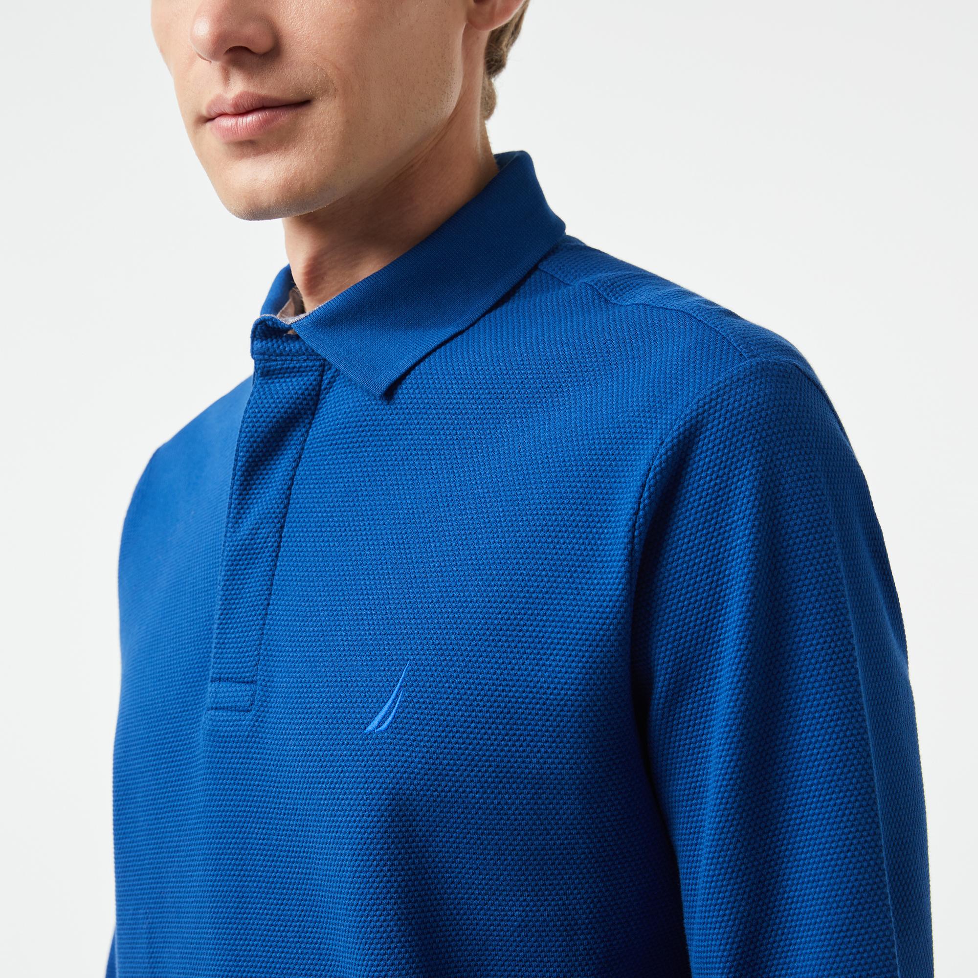 Nautica Erkek Mavi Slim Fit Uzun Kollu Polo