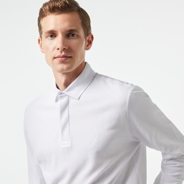  Nautica Erkek Beyaz Slim Fit Uzun Kollu Polo