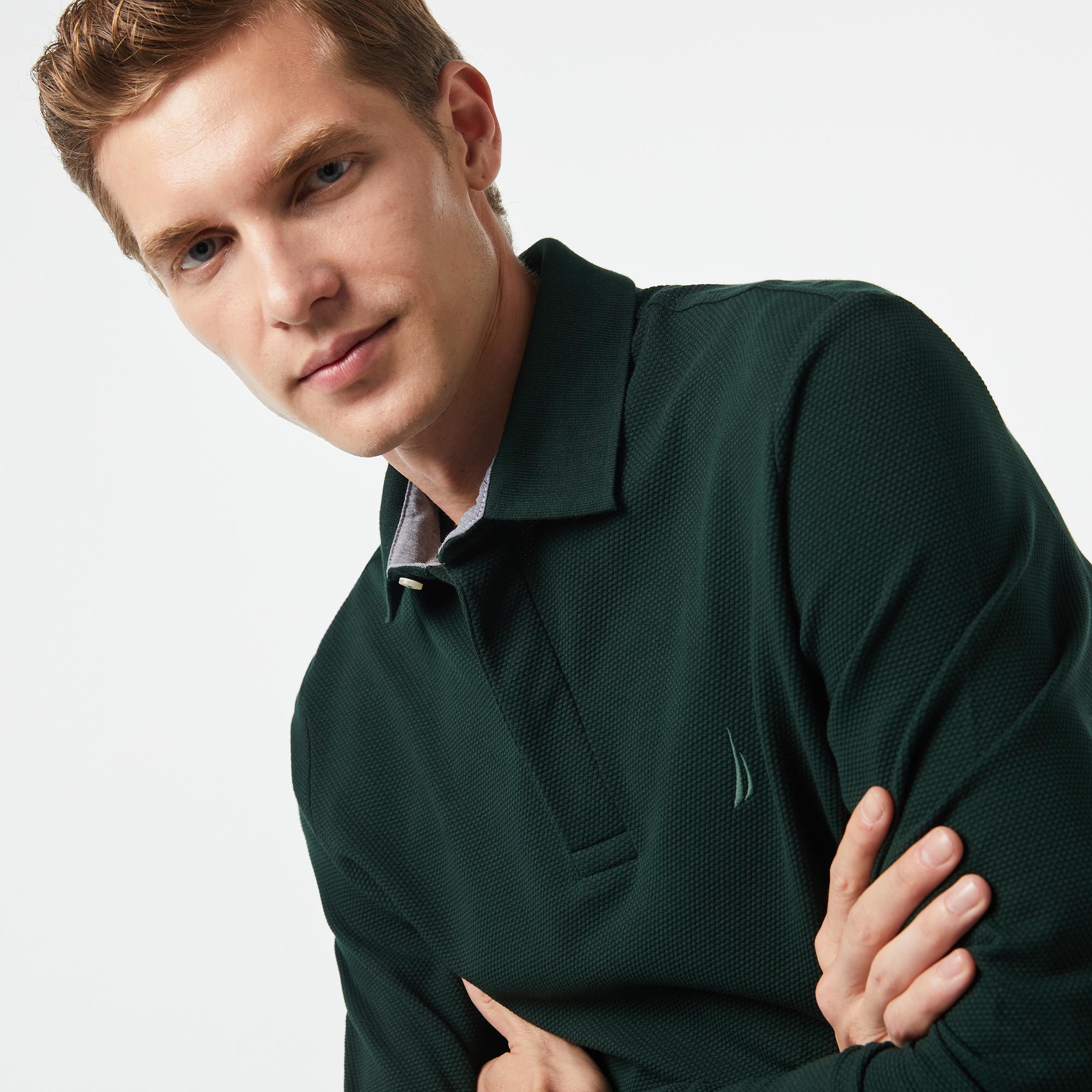 Nautica Erkek Yeşil Slim Fit Uzun Kollu Polo