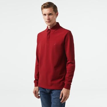  Nautica Erkek Bordo Slim Fit Uzun Kollu Polo