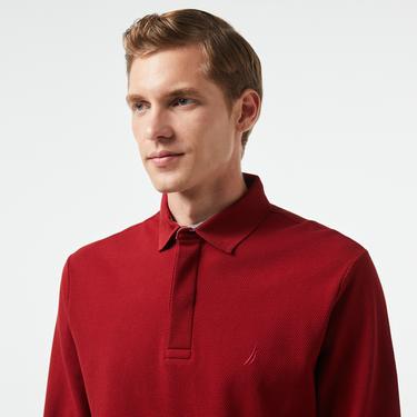  Nautica Erkek Bordo Slim Fit Uzun Kollu Polo