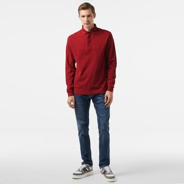 Nautica Erkek Bordo Slim Fit Uzun Kollu Polo