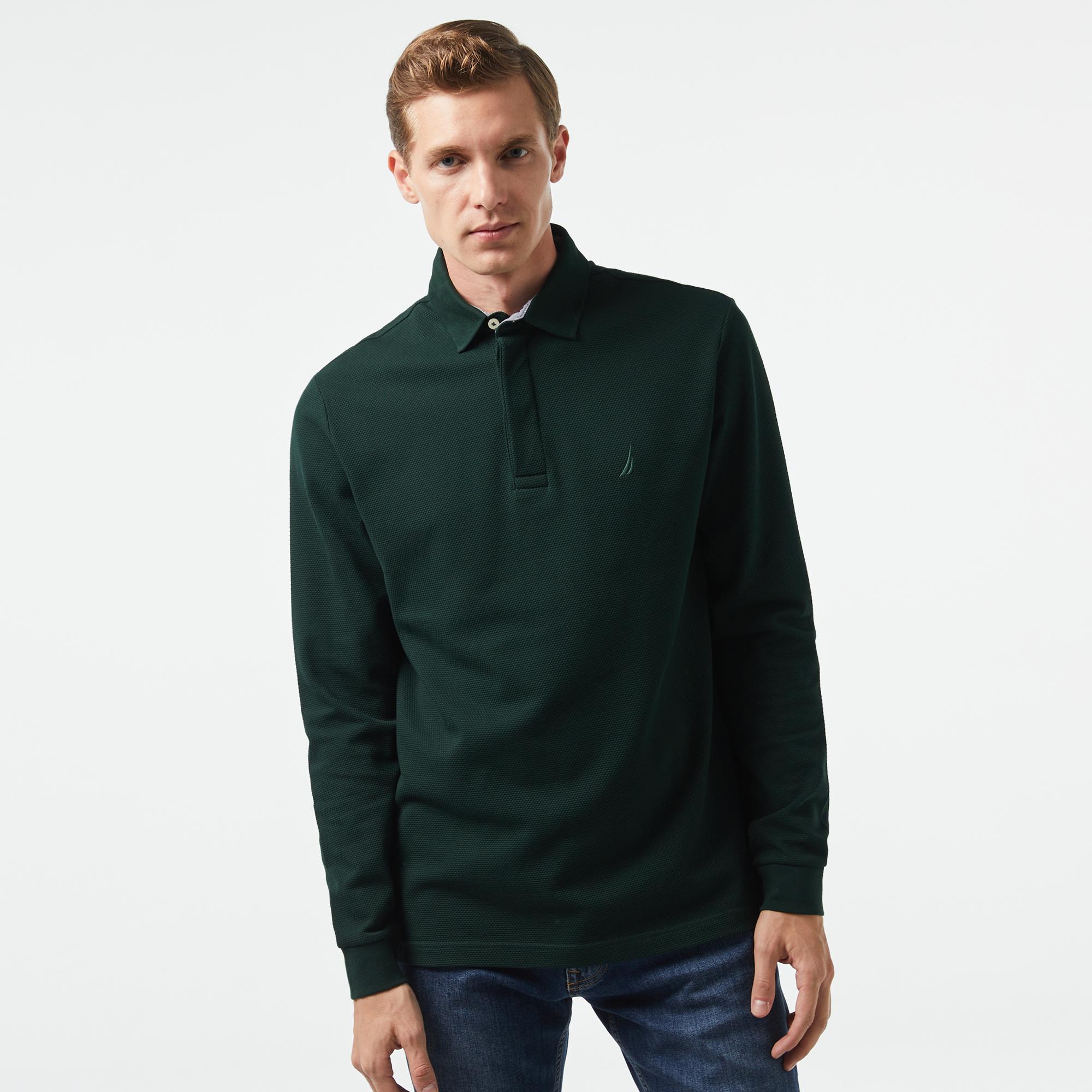 Nautica Erkek Yeşil Slim Fit Uzun Kollu Polo