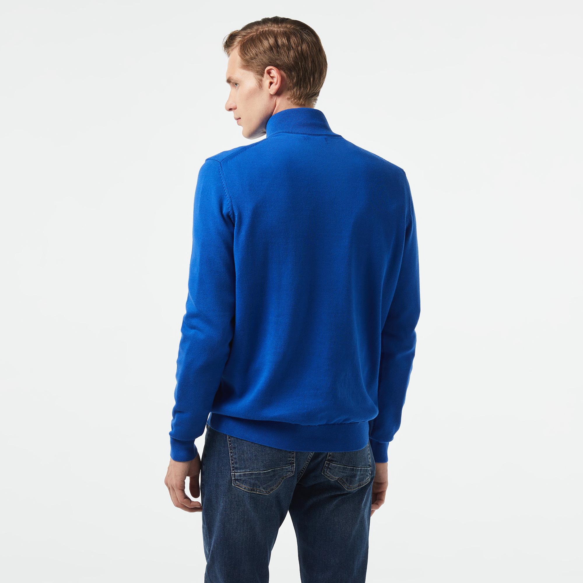 Nautica Erkek Mavi Standart Fit Dik Yakalı Triko