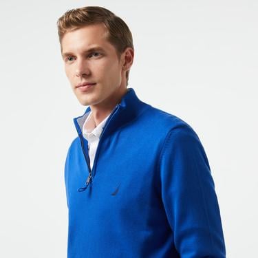  Nautica Erkek Mavi Standart Fit Dik Yakalı Triko