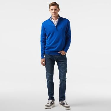  Nautica Erkek Mavi Standart Fit Dik Yakalı Triko