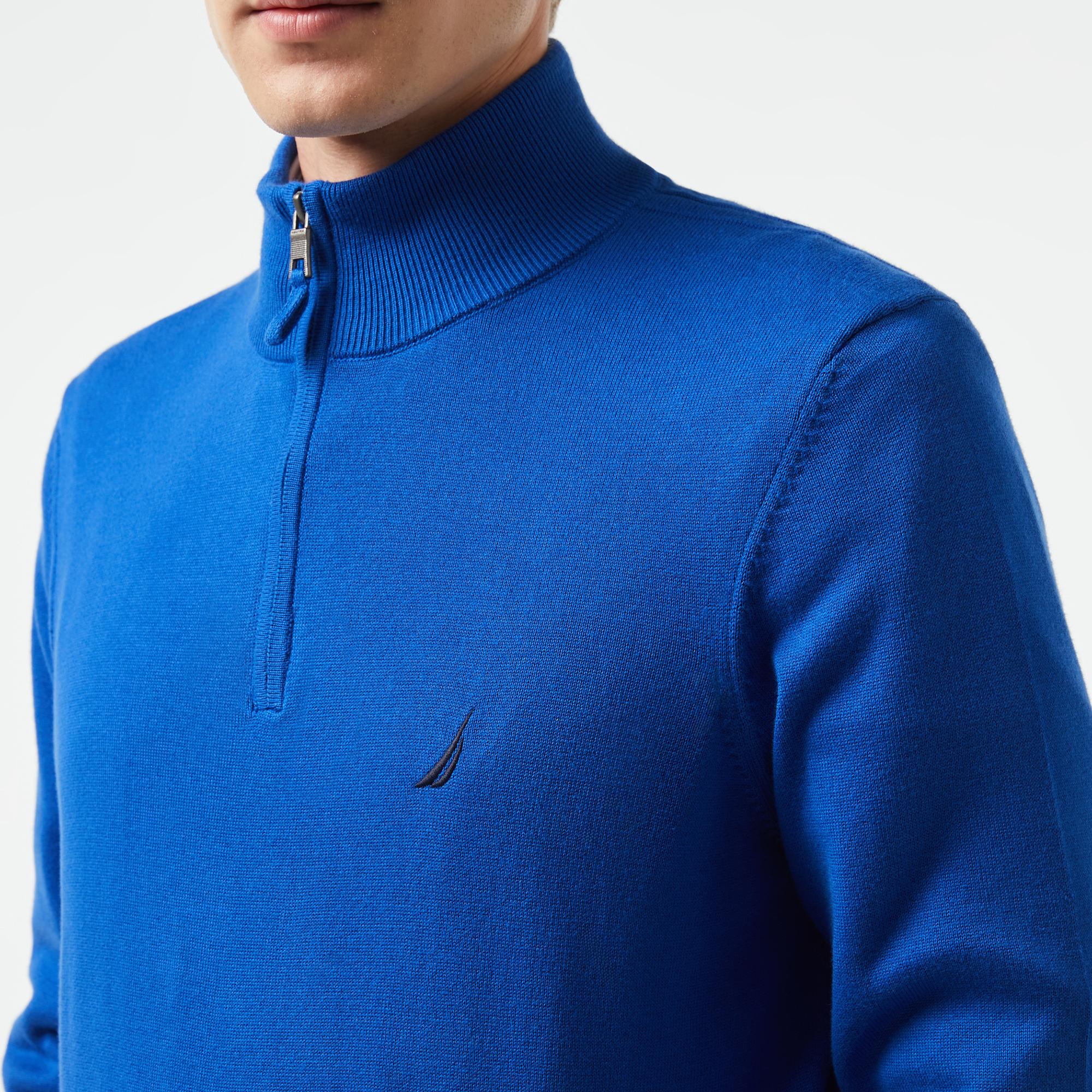 Nautica Erkek Mavi Standart Fit Dik Yakalı Triko