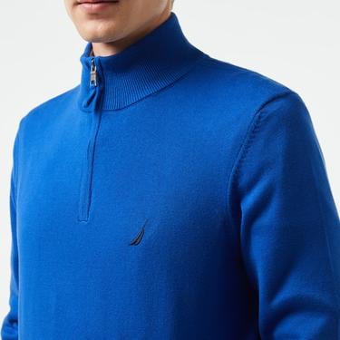  Nautica Erkek Mavi Standart Fit Dik Yakalı Triko