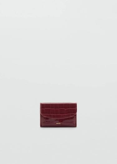  Mango Kadın Timsah Derisi Görünümlü Bozuk Para Cüzdanı Bordo