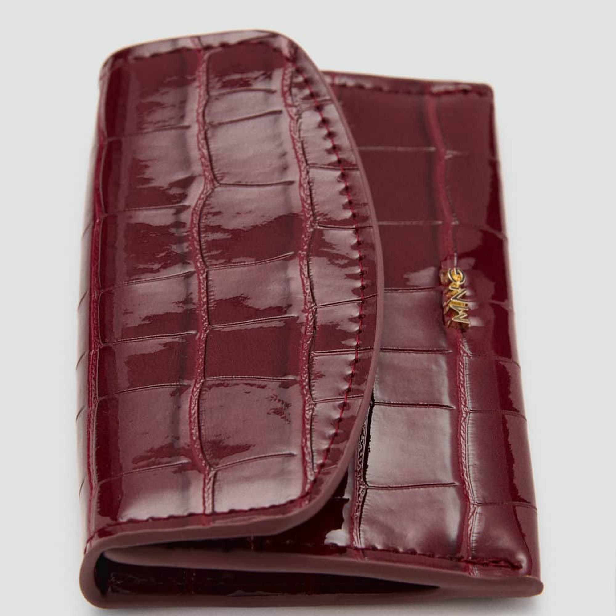 Mango Kadın Timsah Derisi Görünümlü Bozuk Para Cüzdanı Bordo