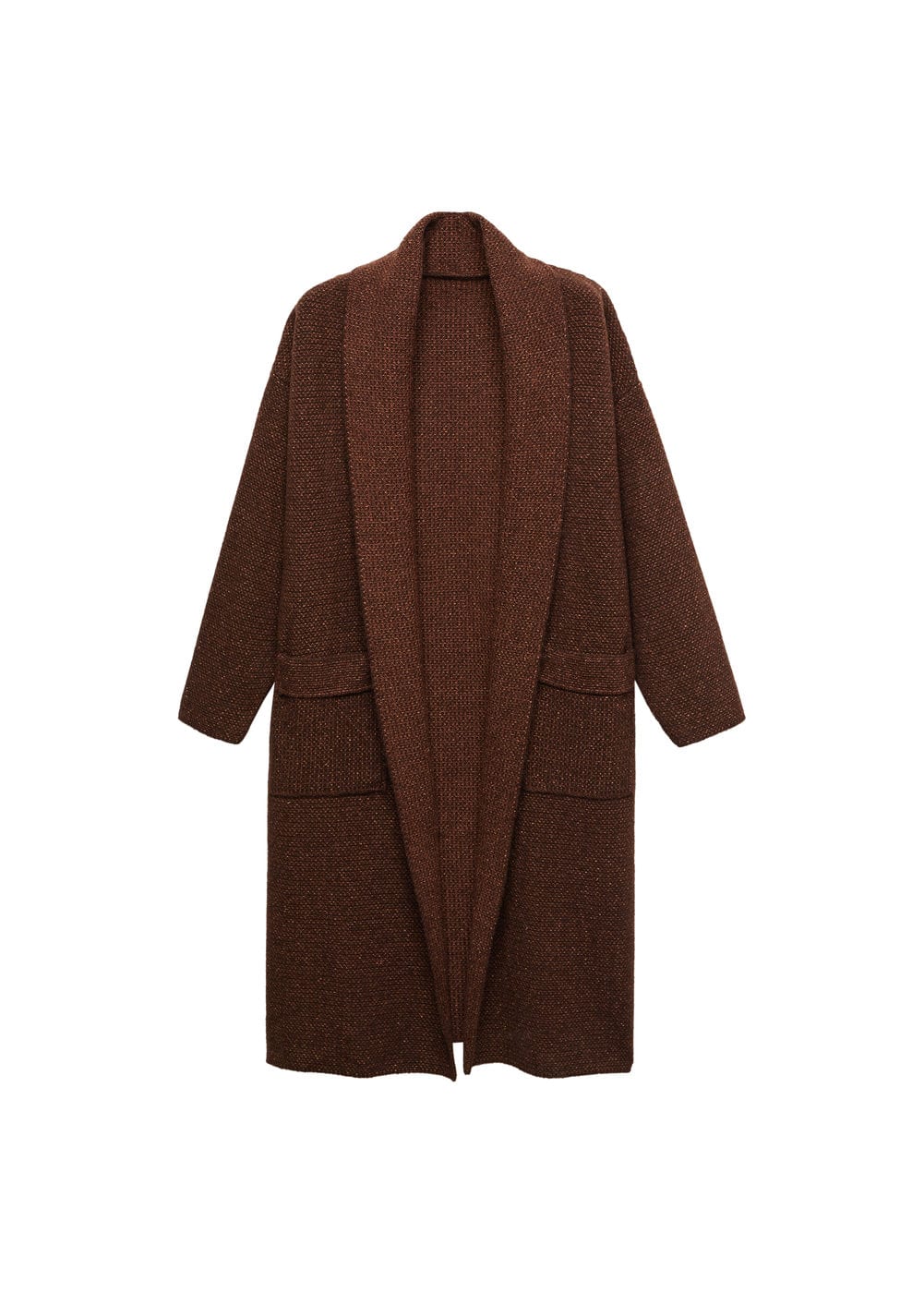 Mango Kadın Cepli Oversize Triko Palto Kahverengi