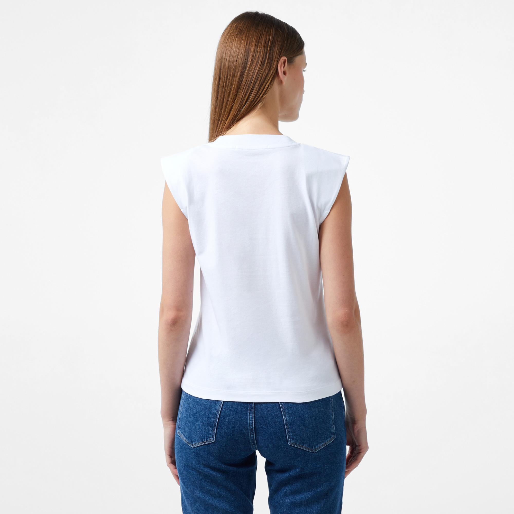 Calvin Klein Jeans Woven Label Loose Muscle Kadın Beyaz T-Shirt