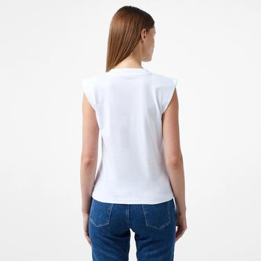  Calvin Klein Jeans Woven Label Loose Muscle Kadın Beyaz T-Shirt