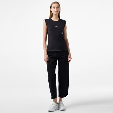  Calvin Klein Jeans Woven Label Loose Muscle Kadın Siyah T-Shirt