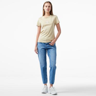  Calvin Klein Jeans Monologo Slim Kadın Haki T-Shirt