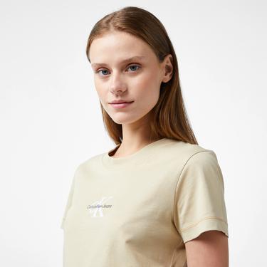  Calvin Klein Jeans Monologo Slim Kadın Haki T-Shirt