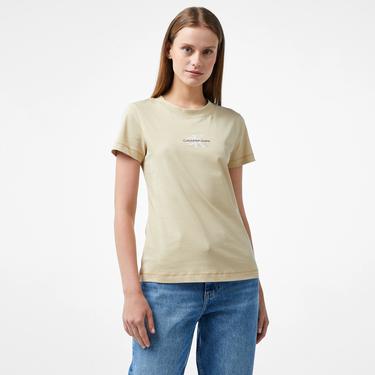  Calvin Klein Jeans Monologo Slim Kadın Haki T-Shirt
