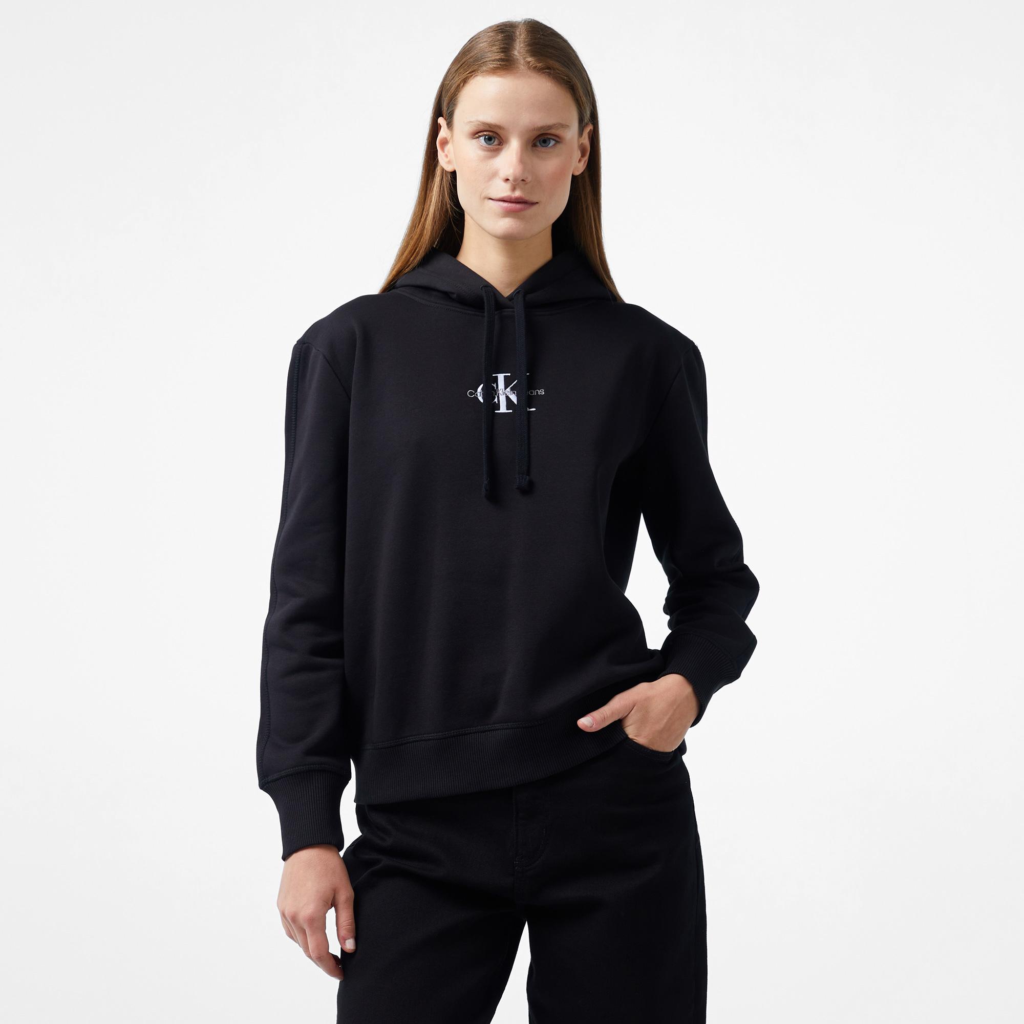 Calvin Klein Jeans Monologo Regular Kadın Siyah Hoodie