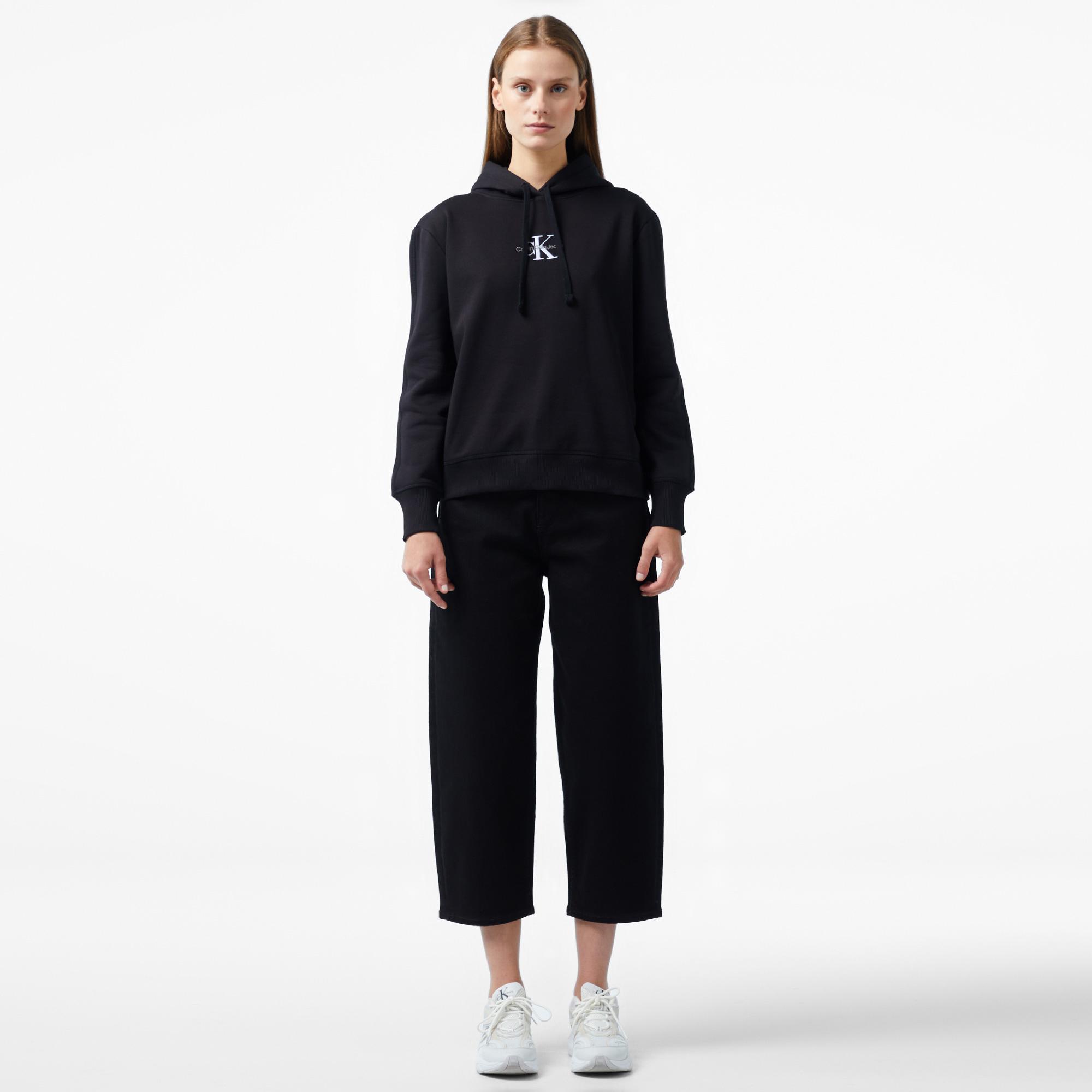 Calvin Klein Jeans Monologo Regular Kadın Siyah Hoodie