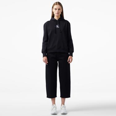  Calvin Klein Jeans Monologo Regular Kadın Siyah Hoodie
