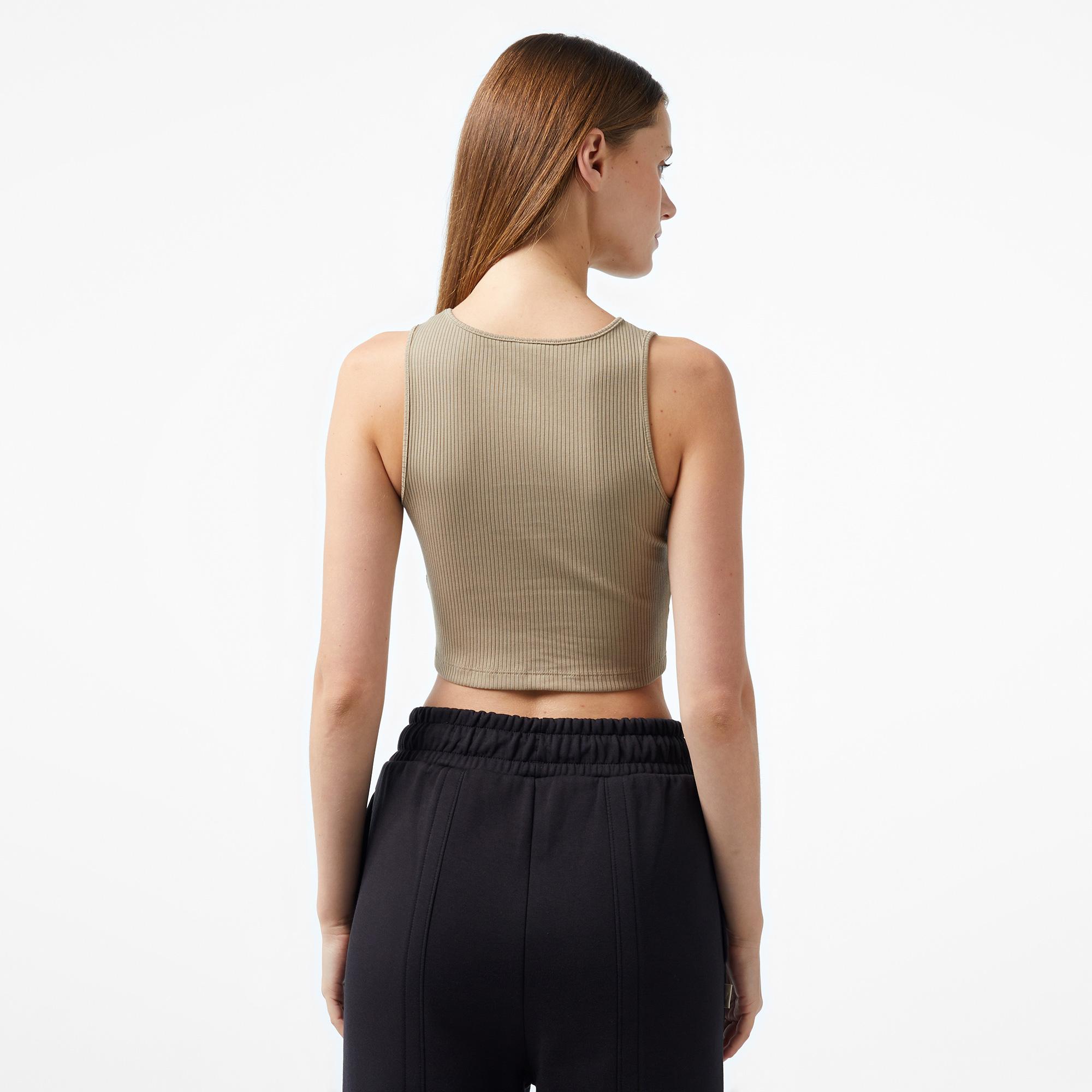 Puma Classıcs Ribbed Crop Top Kadın Haki T-Shirt