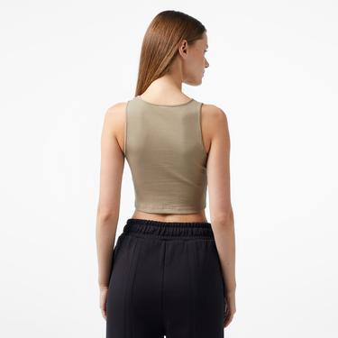  Puma Classıcs Ribbed Crop Top Kadın Haki T-Shirt