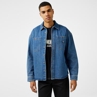  Dickies Houston Uzun Kollu Erkek Mavi Kot Gömlek