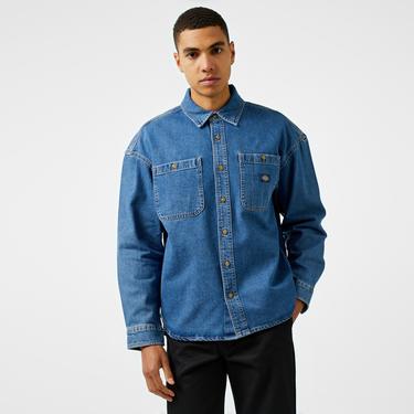  Dickies Houston Uzun Kollu Erkek Mavi Kot Gömlek