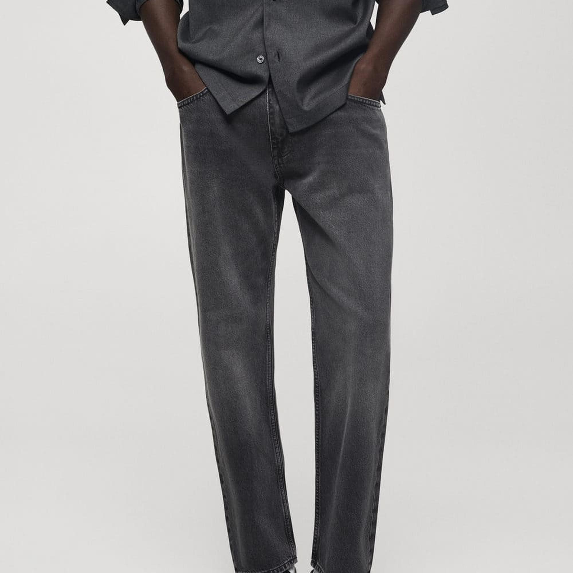 Mango Erkek Koyu Gri Düz Kesim Jean Gri