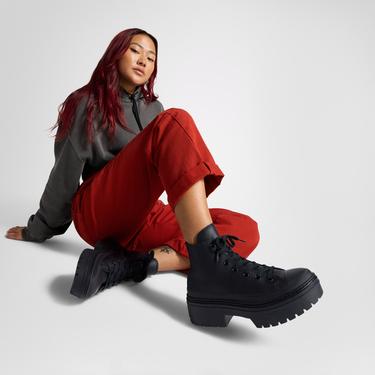  Converse Chuck Taylor All Star Lugged Heel Kadın Siyah Deri Platform Sneaker