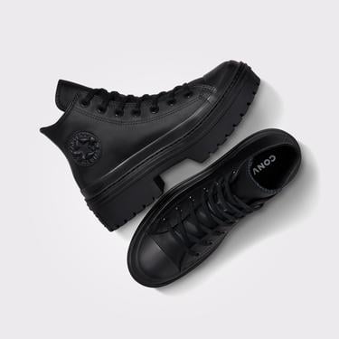  Converse Chuck Taylor All Star Lugged Heel Kadın Siyah Deri Platform Sneaker