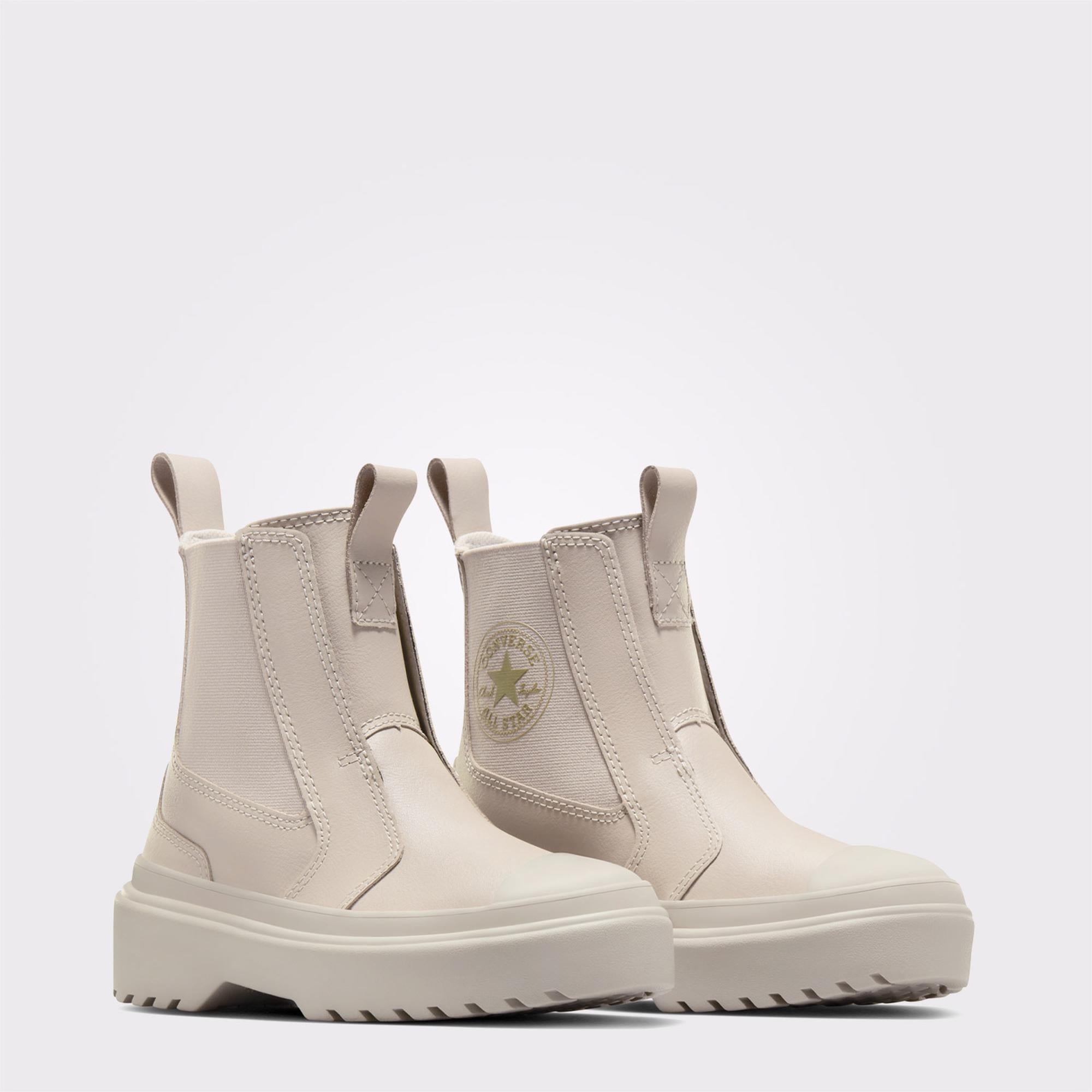 Converse Chuck Taylor All Star Chelsea Lugged Genç Krem Deri Bot