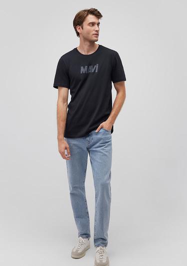  Mavi Mavi Logo Baskılı Siyah Tişört Slim Fit / Dar Kesim 066846-900