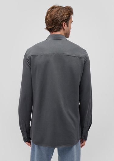  Mavi Antrasit Örme Gömlek Fitted / Vücuda Oturan Kesim 0211092-71598