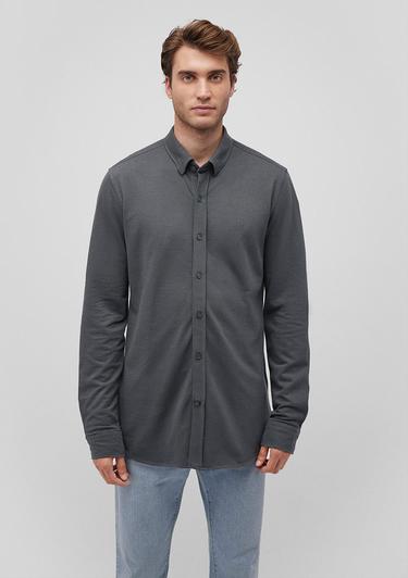  Mavi Antrasit Örme Gömlek Fitted / Vücuda Oturan Kesim 0211092-71598