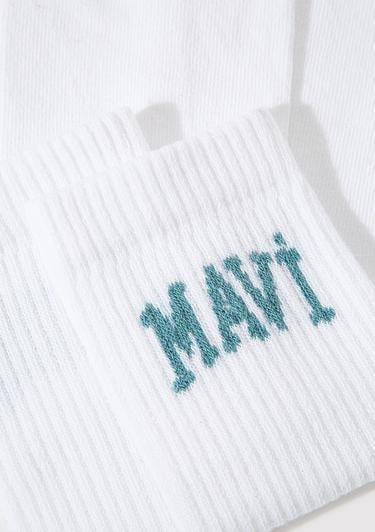  Mavi Mavi Logo Detaylı Beyaz Soket Çorap 1912726-21649