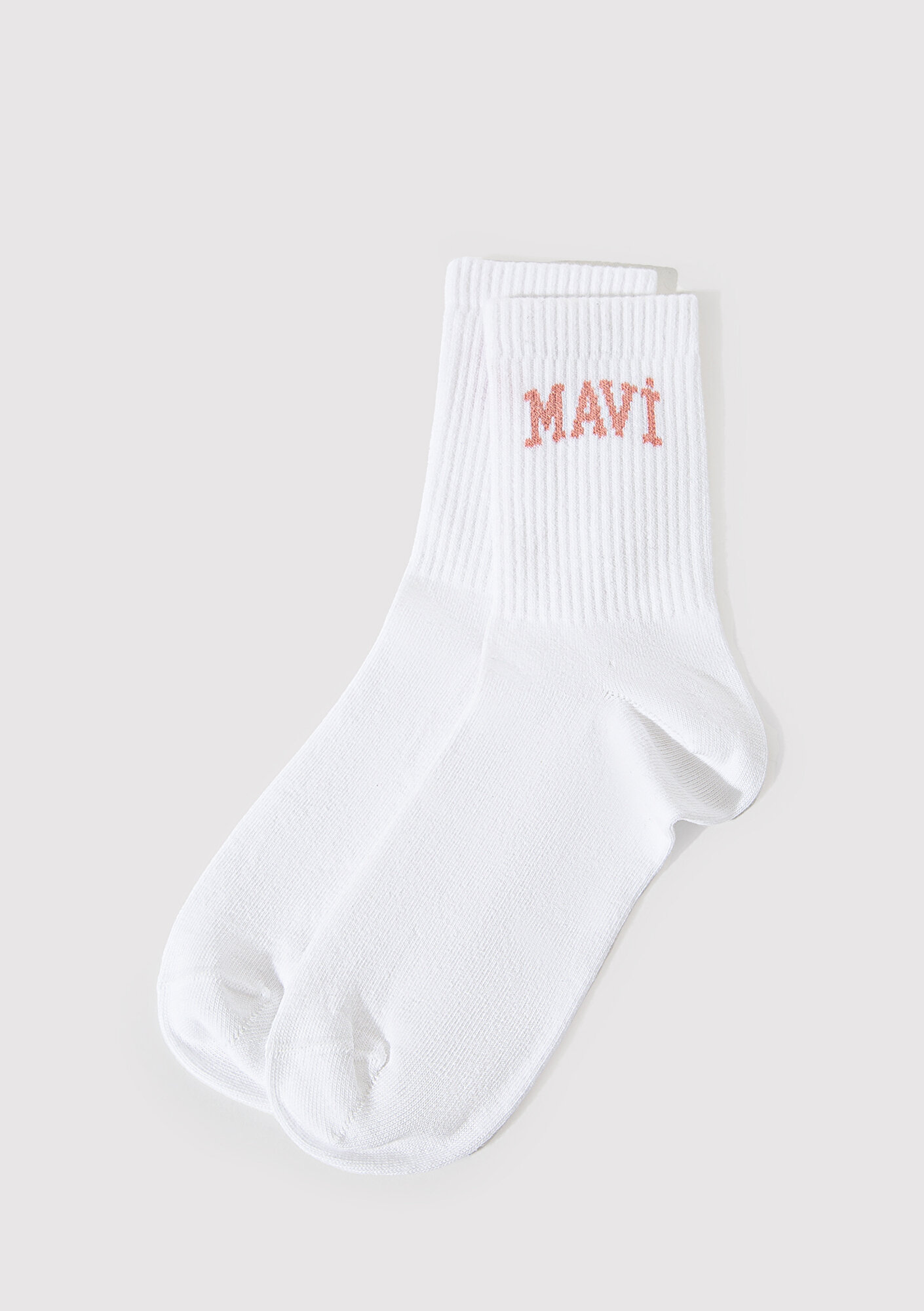  Mavi Mavi Logo Detaylı Beyaz Soket Çorap 1912726-620