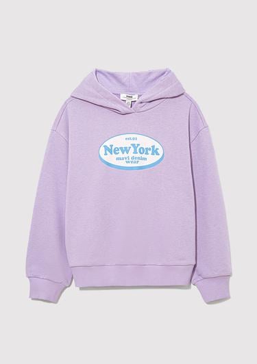  Mavi New York Baskılı Mor Sweatshirt 7S10063-70519