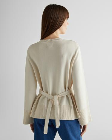  GANT Kadın Krem Oversize Fit Bisiklet Yaka Logolu Kazak