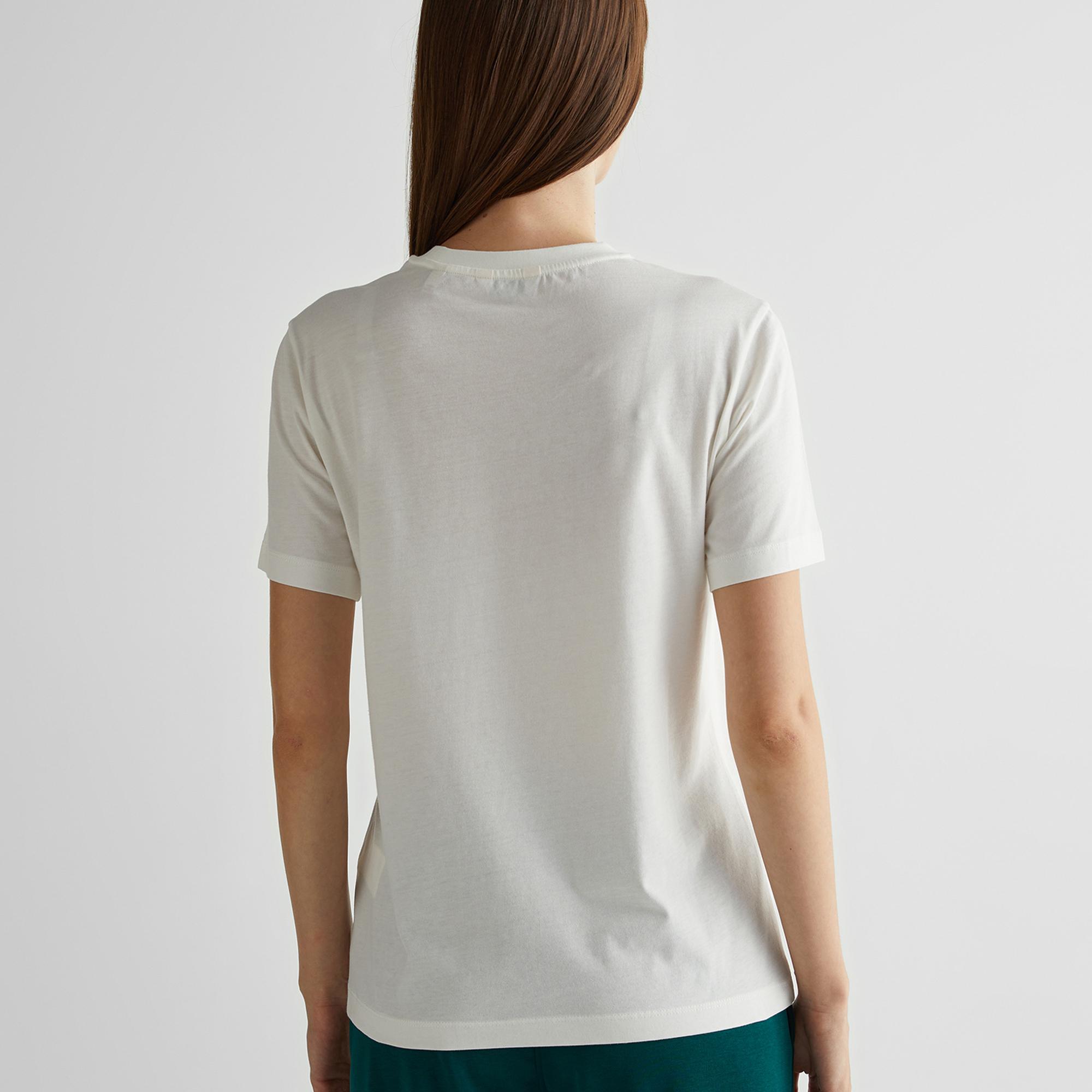 GANT Kadın Krem Regular Fit Bisiklet Yaka Logolu T-Shirt