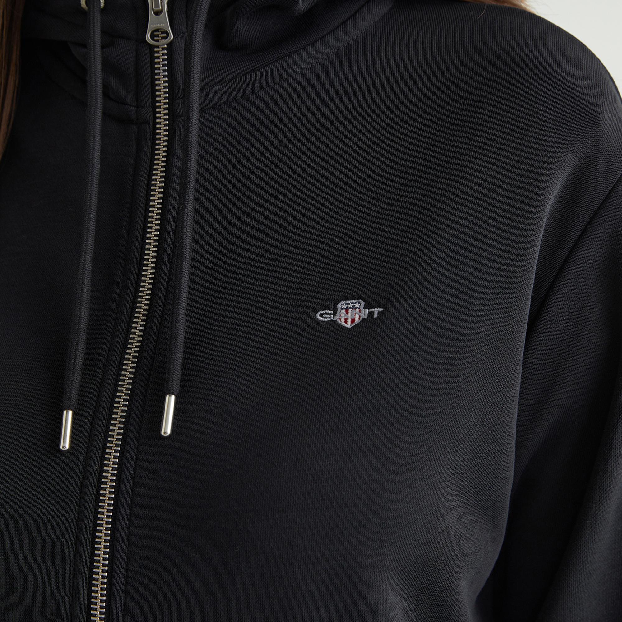 GANT Kadın Siyah Relaxed Fit Kapüşonlu Sweatshirt