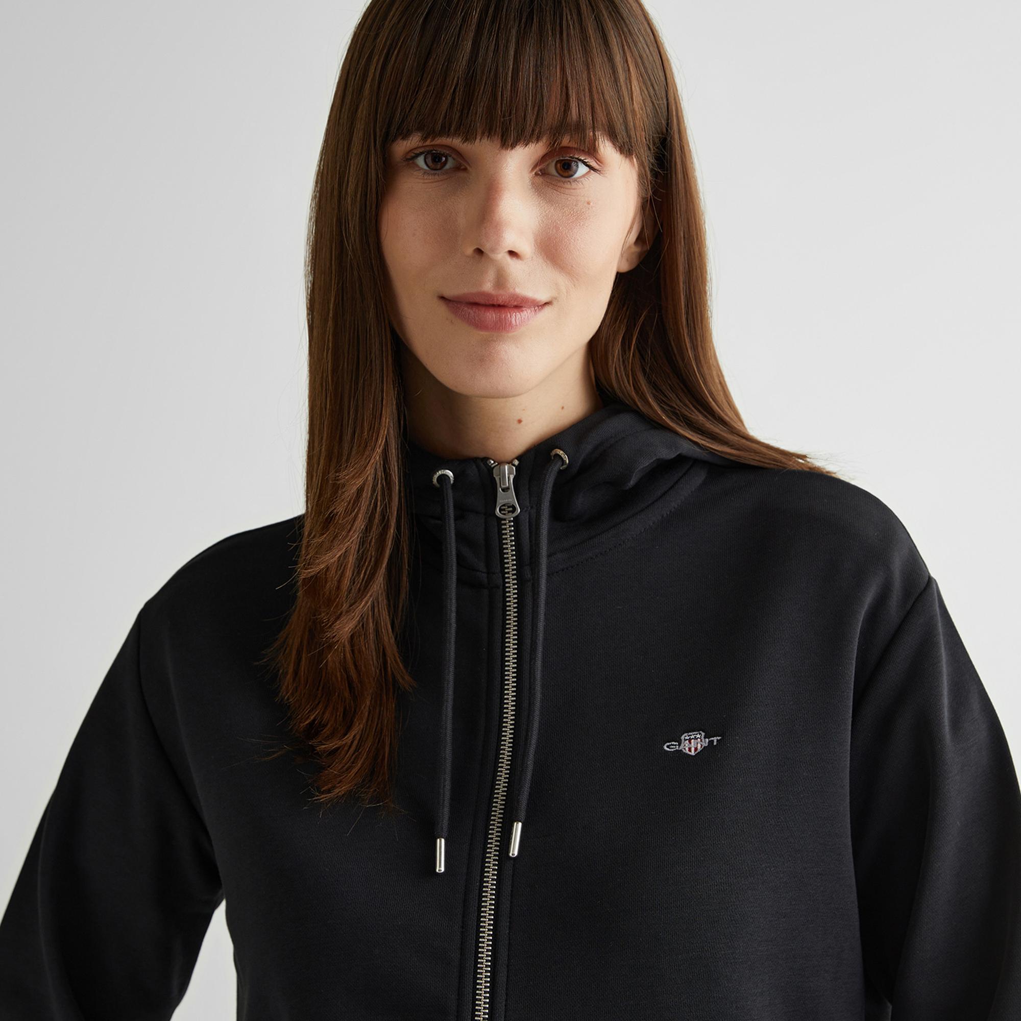 GANT Kadın Siyah Relaxed Fit Kapüşonlu Sweatshirt